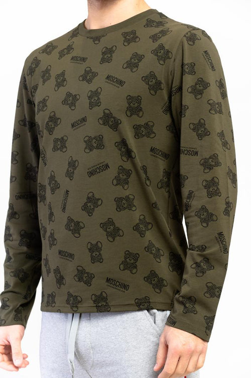 Bluzon Moschino Bărbați Kaki cu Print Teddy Bear