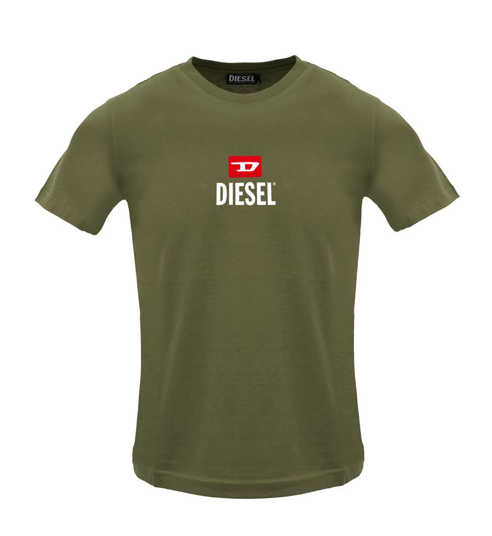Tricou Diesel Bărbați Kaki cu Logo - 100% Bumbac